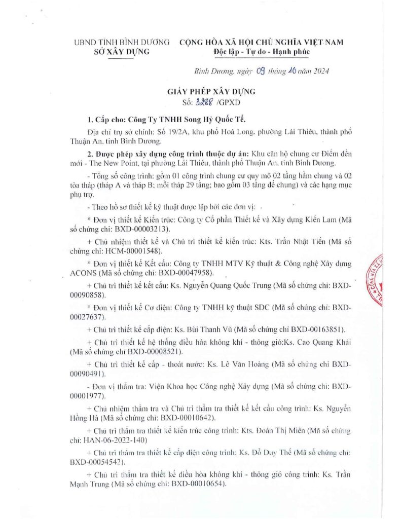 Giấy phép xây dựng số 3288/GPXD Giấy phép xây dựng số 3288/GPXD