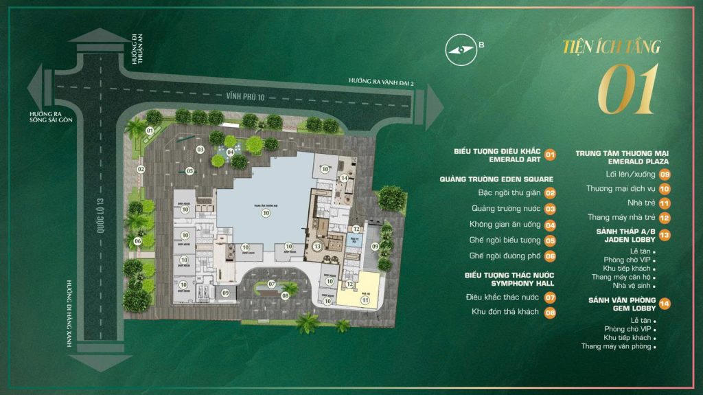 Mặt bằng tiện ích Tầng 1 - The Emerald Boulevard