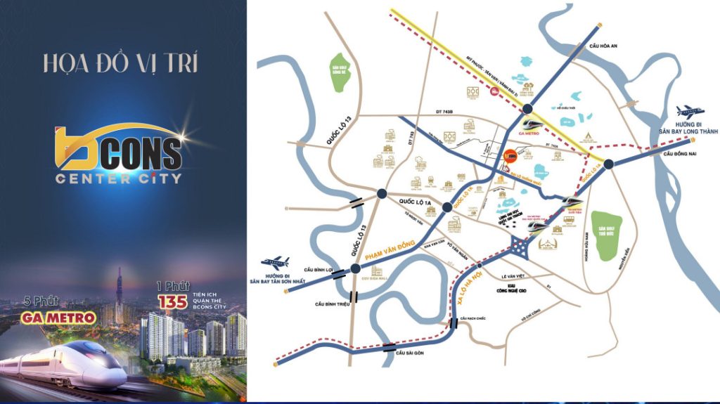 Vị trí dự án Bcons Center City Thống Nhất
