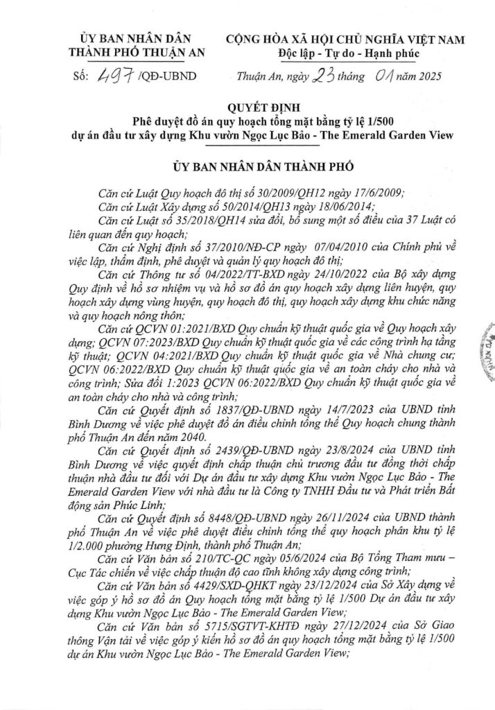 20250123 QD 497 PHE DUYET QH 1.500 HO SO PHAP LY EMERALD GARDEN VIEW bcons.net 1