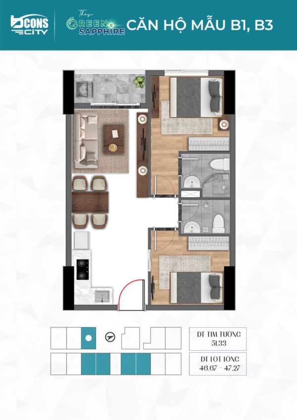 Layout thiet ke mau b1 b3 can ho green sapphire